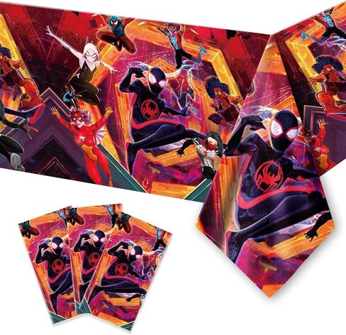 3 قطع من مفرش المائدة لحفلات أعياد الميلاد من مايلز موراليس، مفرش طاولة بلاستيكي على شكل عنكبوت لحفلات أعياد الميلاد للأطفال ومستلزمات حفلات أعياد الميلاد مقاس 42.5 × 70.8 بوصة in Kuwait