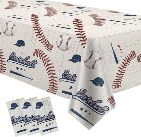 Baseball Party Tablecloth, 2 Pack (54x108in), Disposable Material, Red & Blue, Rectangular, Table Decorations for Birthday, Baby Shower, Sports Themed Events in Saudi Arabia