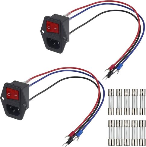 Inlet Module Plug 3D Printer Arcade Power Switch 10A 250V Power Socket with 15A 10A Fuse 18 AWG Extension Cable 3 Pin IEC320 C14 Male Power Switch (Pack of 1 Pcs) in Saudi Arabia