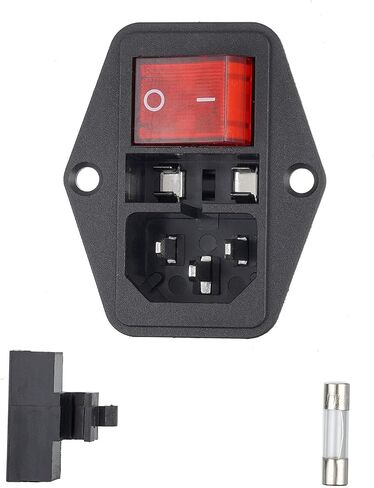 Inlet Module Plug 3D Printer Arcade Power Switch 10A 250V Power Socket with 15A 10A Fuse 18 AWG Extension Cable 3 Pin IEC320 C14 Male Power Switch (Pack of 1 Pcs) in Saudi Arabia