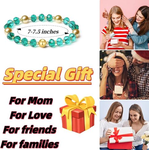 Handmade DIY Original Elastic Jewelry Bracelets with 10MM Gold South Sea Shell Pearl Blessing and 18K Ball Natural Crystal Bracelet - Mother's Day Gift (Red) in Saudi Arabia