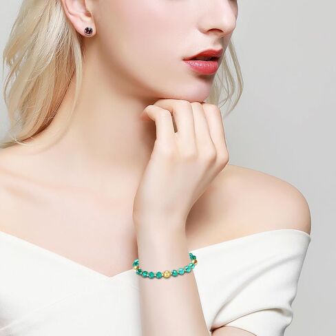 Handmade DIY Original Elastic Jewelry Bracelets with 10MM Gold South Sea Shell Pearl Blessing and 18K Ball Natural Crystal Bracelet - Mother's Day Gift (Red) in Saudi Arabia