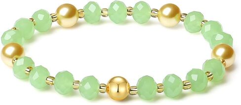 Handmade DIY Original Elastic Jewelry Bracelets with 10MM Gold South Sea Shell Pearl Blessing and 18K Ball Natural Crystal Bracelet - Mother's Day Gift (Red) in Saudi Arabia