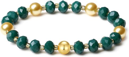 Handmade DIY Original Elastic Jewelry Bracelets with 10MM Gold South Sea Shell Pearl Blessing and 18K Ball Natural Crystal Bracelet - Mother's Day Gift (Red) in Kuwait