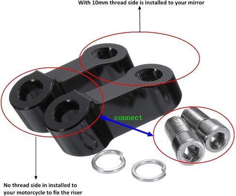 محول موسع مرآة ألومنيوم 10 مم عالمي متوافق مع الدراجات النارية، والرياضة المزدوجة، والطرادات، والدراجات البخارية، والدراجات الرياضية in Kuwait