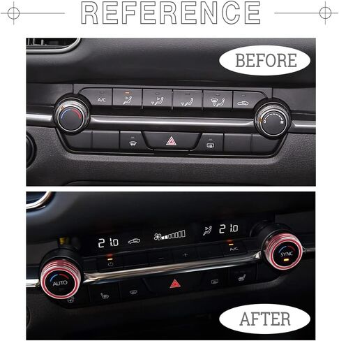 1797 AC حجم مقبض الباب يغطي الملحقات لمازدا CX5 CX-5 3 CX9 CX30 AC تكييف الهواء زر تقليم ملصق مائي سبائك الألومنيوم الأحمر حزمة من 2 in Saudi Arabia