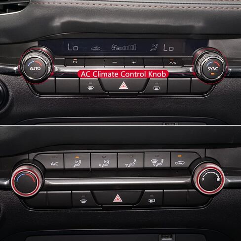 1797 AC حجم مقبض الباب يغطي الملحقات لمازدا CX5 CX-5 3 CX9 CX30 AC تكييف الهواء زر تقليم ملصق مائي سبائك الألومنيوم الأحمر حزمة من 2 in Saudi Arabia