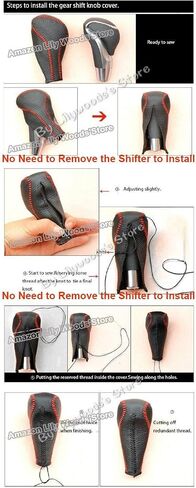 غطاء مقبض ناقل الحركة من الجلد الطبيعي من JI Loncky لـ 2010-2012 Acura ZDX / 2009 2010 2011 2012 2013 2014 Acura TL Acura TSX / 2013 2014 2015 2016 2017 Acura RDX / 2013-2017 Acura ILX Automotic in Kuwait