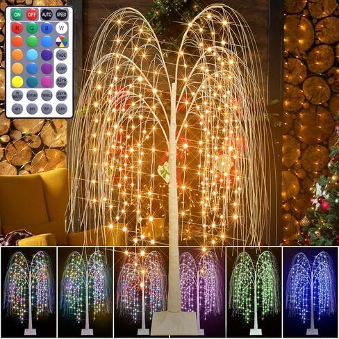 6FT LED ضوء شجرة الأوكالبتوس الأبيض الدافئ مع جهاز تحكم عن بعد 240 LED شجرة الأوكالبتوس الاصطناعية المضاءة مع 8 أوضاع وميض ومؤقت لعيد الشكر وعيد الفصح وديكور المنزل اليومي in Kuwait