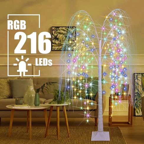 6FT LED ضوء شجرة الأوكالبتوس الأبيض الدافئ مع جهاز تحكم عن بعد 240 LED شجرة الأوكالبتوس الاصطناعية المضاءة مع 8 أوضاع وميض ومؤقت لعيد الشكر وعيد الفصح وديكور المنزل اليومي in Kuwait