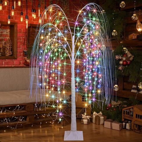 6FT LED ضوء شجرة الأوكالبتوس الأبيض الدافئ مع جهاز تحكم عن بعد 240 LED شجرة الأوكالبتوس الاصطناعية المضاءة مع 8 أوضاع وميض ومؤقت لعيد الشكر وعيد الفصح وديكور المنزل اليومي in Kuwait