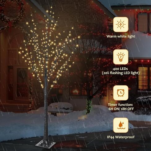 6FT 500 LED Lighted Twig Tree with Twinkle Lights, LED Birch Tree with Timer for Outdoor Indoor Home Party Yard Easter Christmas Decoration (Warm White Light) in Saudi Arabia