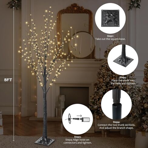 6FT 500 LED Lighted Twig Tree with Twinkle Lights, LED Birch Tree with Timer for Outdoor Indoor Home Party Yard Easter Christmas Decoration (Warm White Light) in Saudi Arabia