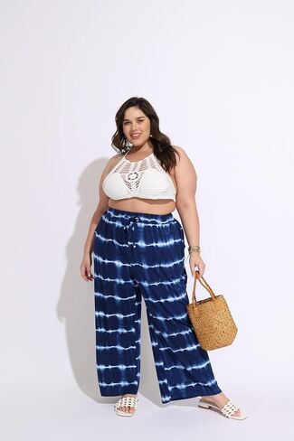 RITERA Womens Plus Size Elastic Waist Wide Leg Pants with Pockets Casual Loose High Waist Pleated Lounge Palazzo Trousers in Saudi Arabia