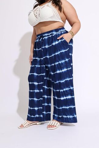 RITERA Womens Plus Size Elastic Waist Wide Leg Pants with Pockets Casual Loose High Waist Pleated Lounge Palazzo Trousers in Saudi Arabia
