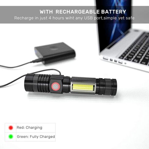 LED Tactical Flashlight, Magnetic Flashlight, 1000 Lumens Super Bright Flash Light with COB Work Light, Waterproof, 4 Modes, Pocket LED Flashlights for Outdoor Camping Emergency in Saudi Arabia