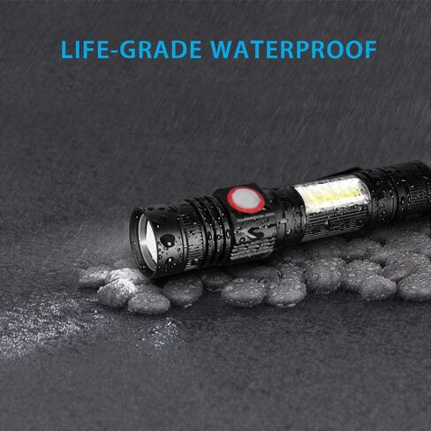 LED Tactical Flashlight, Magnetic Flashlight, 1000 Lumens Super Bright Flash Light with COB Work Light, Waterproof, 4 Modes, Pocket LED Flashlights for Outdoor Camping Emergency in Saudi Arabia