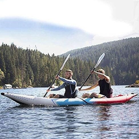 مجاذيف كاياك قابلة للتعديل بعمود ألومنيوم 91.3 بوصة/231 سم وشفرات من الألياف الزجاجية المعززة، مجداف كاياك خفيف الوزن للتجديف بالقوارب مع مقود مجداف ممتاز in Kuwait