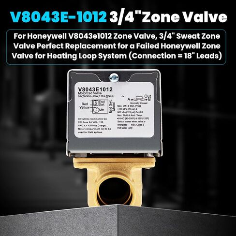 V8043e1012 Zone Valve,GID-661677 V8043E1012 3/4" Sweat Zone Valve Perfect Replacement for a Failed Honeywell Zone Valve for Heating Loop System (Connection = 18" Leads) in Saudi Arabia