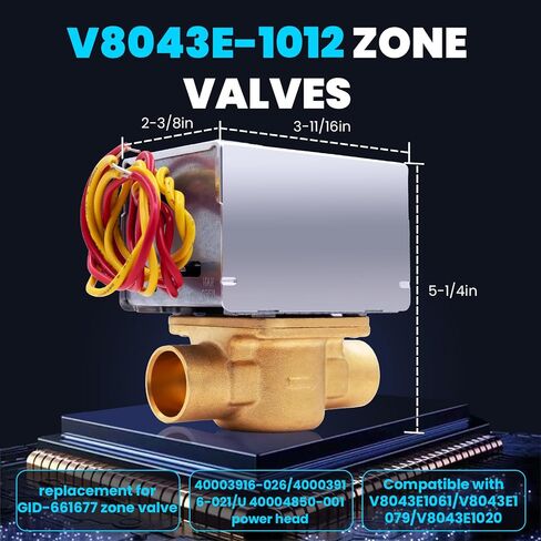 V8043e1012 Zone Valve,GID-661677 V8043E1012 3/4" Sweat Zone Valve Perfect Replacement for a Failed Honeywell Zone Valve for Heating Loop System (Connection = 18" Leads) in Saudi Arabia