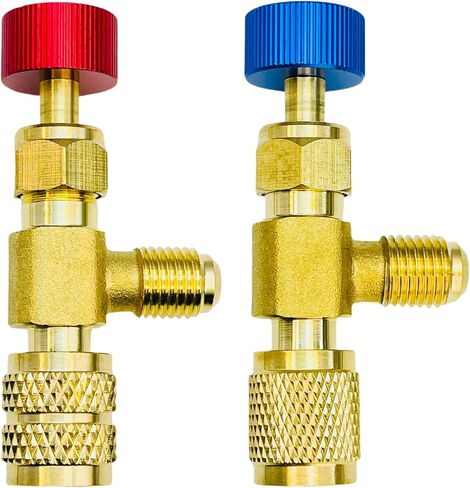 صمام شحن غاز التبريد R12 R410A، R12 R22-1/4 بوصة ذكر إلى 1/4 بوصة أنثى، R410-1/4 بوصة ذكر إلى 5/16 بوصة أنثى، محول صمام الأمان السائل صمام كروي للتحكم في التدفق (محول صمام شحن مكيف الهواء (زوج)) in Kuwait