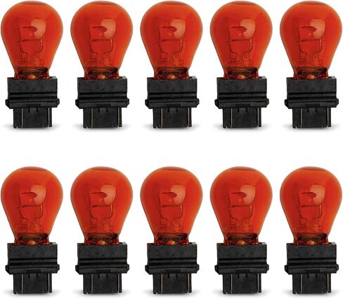 لمبة وامضة 3157A وضوء الفرامل 3157NA 27W 12.8V لمبة إشارة الانعطاف الأمامية مع قاعدة إسفين بلاستيكية - سهلة التركيب لمبات إشارة الانعطاف الجانبية للسيارات - كهرمان - عبوتان in Kuwait