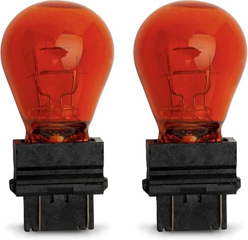 لمبة وامضة 3157A وضوء الفرامل 3157NA 27W 12.8V لمبة إشارة الانعطاف الأمامية مع قاعدة إسفين بلاستيكية - سهلة التركيب لمبات إشارة الانعطاف الجانبية للسيارات - كهرمان - عبوتان in Kuwait