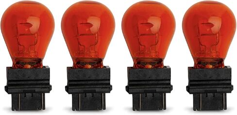لمبة وامضة 3157A وضوء الفرامل 3157NA 27W 12.8V لمبة إشارة الانعطاف الأمامية مع قاعدة إسفين بلاستيكية - سهلة التركيب لمبات إشارة الانعطاف الجانبية للسيارات - كهرمان - عبوتان in Kuwait
