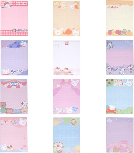 مجموعة ورق وأظرف رسائل قرطاسية، ورق كتابة حروف Kawaii جميل، 12 بطاقة ملاحظات فارغة لطيفة مع أظرف، تصميم مطبوع جميل مختلف لبطاقات التهنئة، بطاقات عيد الميلاد in Kuwait