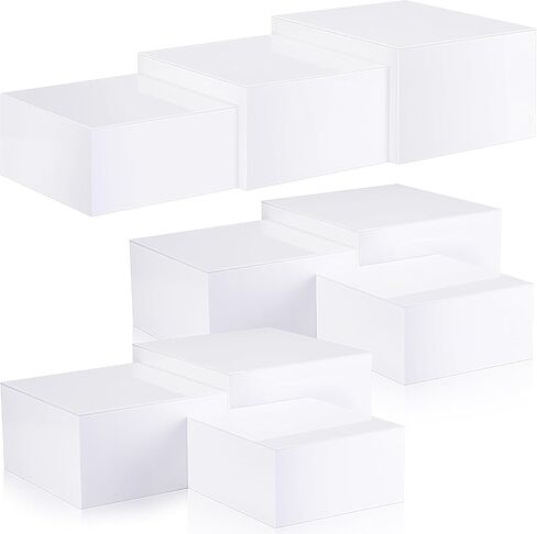 9 Pcs Acrylic Buffet Risers Display Box Cube Display Riser 5 Sided Food Riser Table Stand for Display with Hollow Bottoms for Party, White in Saudi Arabia