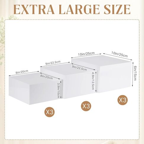 9 Pcs Acrylic Buffet Risers Display Box Cube Display Riser 5 Sided Food Riser Table Stand for Display with Hollow Bottoms for Party, White in Saudi Arabia
