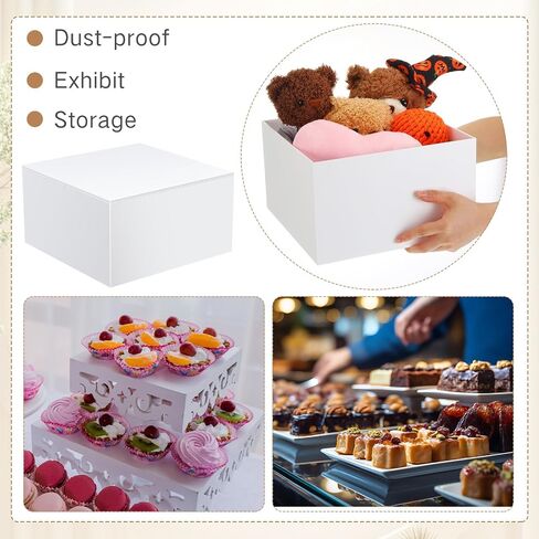 9 Pcs Acrylic Buffet Risers Display Box Cube Display Riser 5 Sided Food Riser Table Stand for Display with Hollow Bottoms for Party, White in Saudi Arabia