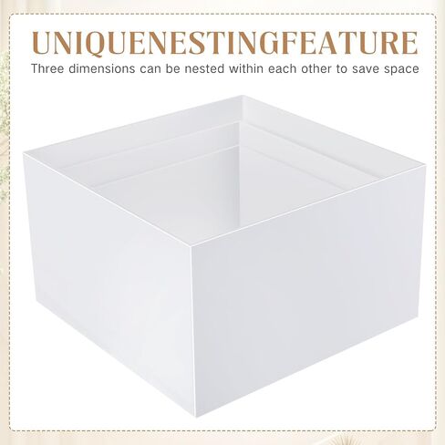 9 Pcs Acrylic Buffet Risers Display Box Cube Display Riser 5 Sided Food Riser Table Stand for Display with Hollow Bottoms for Party, White in Saudi Arabia