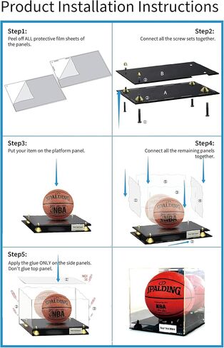 حافظة عرض كرة السلة بالحجم الكامل، أكريليك شفاف مع مرآة ومستويين للحماية من الأشعة فوق البنفسجية، صندوق مربع تذكارات قابلة للتجميع in Kuwait
