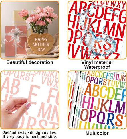 15 Sheets Vinyl Letters Stickers, 780 Alphabet Number Stickers,1-2 inch Self-Adhesive cursive stickers letters for kids, ABC Large stick on letters, for Sign,Notebook,ornament,classroom,mailbox,crafts in Saudi Arabia