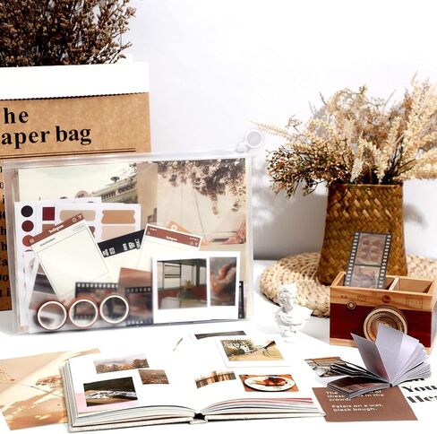 114 Pieces Scrapbooking Materials Scrapbook Supplies Pack for Art Journaling Bullet Junk Journal Planners Art DIY Paper Stickers Washi Tape Craft Kits Notebook Collage Album Aesthetic (Classic Style) in Saudi Arabia