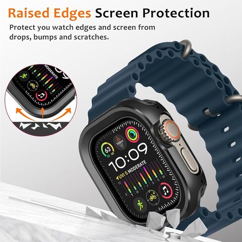 Amizee 2 in 1 Metal Rugged Case Compatible with Apple Watch Ultra 3/2/1 Case 49mm, Aluminum Shockproof Protective Bumper Cover for iWatch 49mm, Black in Kuwait