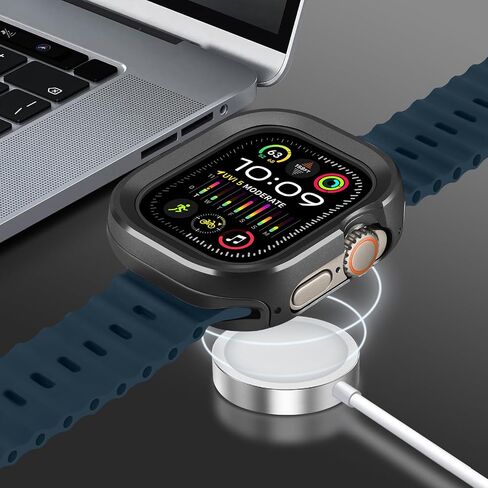 Amizee 2 in 1 Metal Rugged Case Compatible with Apple Watch Ultra 3/2/1 Case 49mm, Aluminum Shockproof Protective Bumper Cover for iWatch 49mm, Black in Kuwait