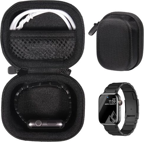 جراب CaseSack لساعة Apple Watch Series Ultra، 8، 7، 6، 5، 4 (49 مم، 45 مم، 44 مم)، أيضًا لساعة Samsung Galaxy Watch Series 5 Pro، 5، 4 (46 مم/45 مم/44 مم)، مع جيب شبكي للشاحن (تويد كبير) in Saudi Arabia