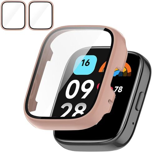 Screen Protector Case for Xiaomi Redmi Watch 3/3 lite/3 Active Smartwatch, Hard PC Bumper & Tempered Glass Film Replacement Accessories for Redmi Watch 3/3 lite/3 Active, Clear in Saudi Arabia