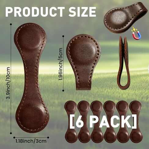 Golf Ball Marker Hat Clip Magnetic Pu Leather Value 6 Pack, Attaches Easily to Pocket Hats Caps Edge Accessories Gifts for Men Women Kids Golfer in Saudi Arabia