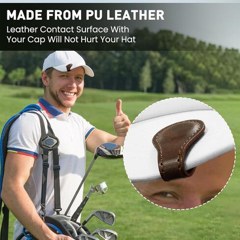 Golf Ball Marker Hat Clip Magnetic Pu Leather Value 6 Pack, Attaches Easily to Pocket Hats Caps Edge Accessories Gifts for Men Women Kids Golfer in Saudi Arabia