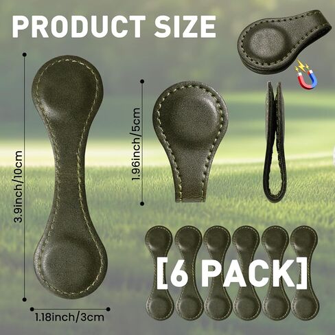 Golf Ball Marker Hat Clip Magnetic Pu Leather Value 6 Pack, Attaches Easily to Pocket Hats Caps Edge Accessories Gifts for Men Women Kids Golfer in Saudi Arabia