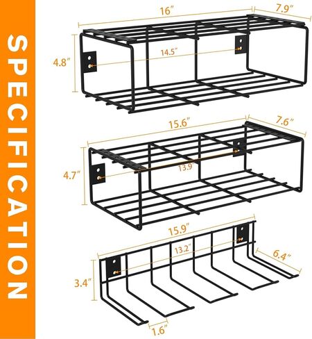 مجموعتان مُحدثتان من منظم أدوات الطاقة لتخزين الأدوات، حامل مثقاب مقاس 16 بوصة مثبت على الحائط مع حامل مفك براغي، منظمات وتخزين أدوات المرآب شديدة التحمل، رف رف أدوات المرافق in Kuwait