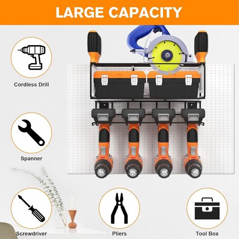 مجموعتان مُحدثتان من منظم أدوات الطاقة لتخزين الأدوات، حامل مثقاب مقاس 16 بوصة مثبت على الحائط مع حامل مفك براغي، منظمات وتخزين أدوات المرآب شديدة التحمل، رف رف أدوات المرافق in Kuwait
