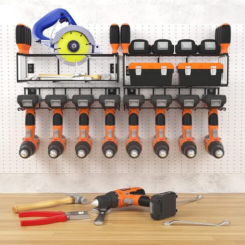 مجموعتان مُحدثتان من منظم أدوات الطاقة لتخزين الأدوات، حامل مثقاب مقاس 16 بوصة مثبت على الحائط مع حامل مفك براغي، منظمات وتخزين أدوات المرآب شديدة التحمل، رف رف أدوات المرافق in Kuwait