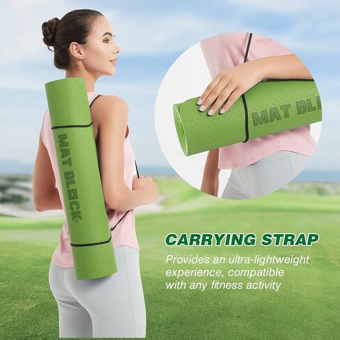 بساط يوغا تورين غير قابل للانزلاق بسمك 1/4 بوصة سميك ومضاد للتمزق عالي الكثافة من مادة TPE صديق للبيئة للمنزل والبيلاتس وتمارين الأرضية واللياقة البدنية in Kuwait