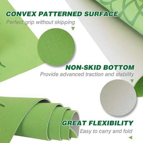 بساط يوغا تورين غير قابل للانزلاق بسمك 1/4 بوصة سميك ومضاد للتمزق عالي الكثافة من مادة TPE صديق للبيئة للمنزل والبيلاتس وتمارين الأرضية واللياقة البدنية in Kuwait