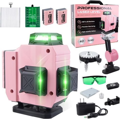 Laser Level - Paowafol Laser Level 360 Self Leveling with 150Ft Green Laser Level Self Leveling, 4x360° Cross Line Laser for Construction and Picture Hanging, DIY or Professional Job Site in Saudi Arabia