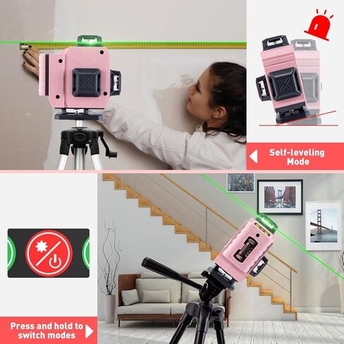Laser Level - Paowafol Laser Level 360 Self Leveling with 150Ft Green Laser Level Self Leveling, 4x360° Cross Line Laser for Construction and Picture Hanging, DIY or Professional Job Site in Saudi Arabia